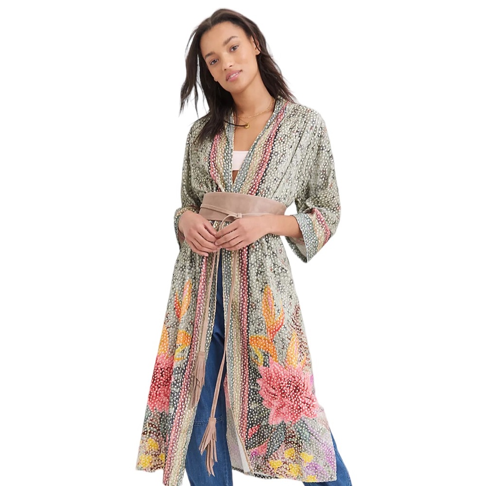 Anthropologie Blank London Tinopi Burnout Velvet Sparkle Duster